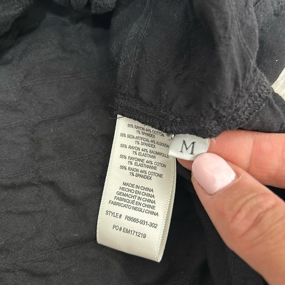 Cloth & Stone by Anthropologie Lyia black semi sheer tie front crinkled blouse - Picture 7 of 9